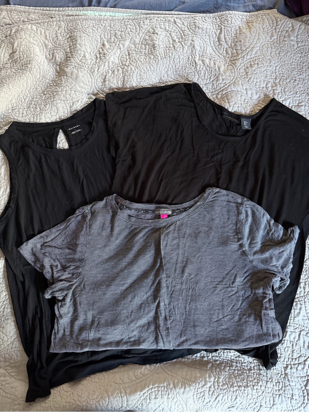Women's Black and Gray Casual Tee Bundle - 3 Tops